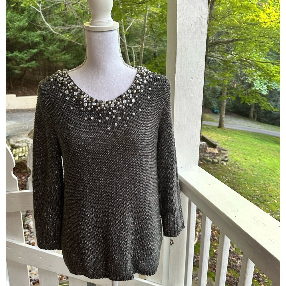 Ruby Rd. Sparkles and Rhinestones Sweater M FREE SHIP